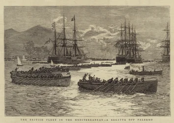 De Britse Vloot in de Middellandse Zee, een Regatta bij Palermo